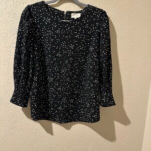 MELLODAY Black Blouse with White Dots